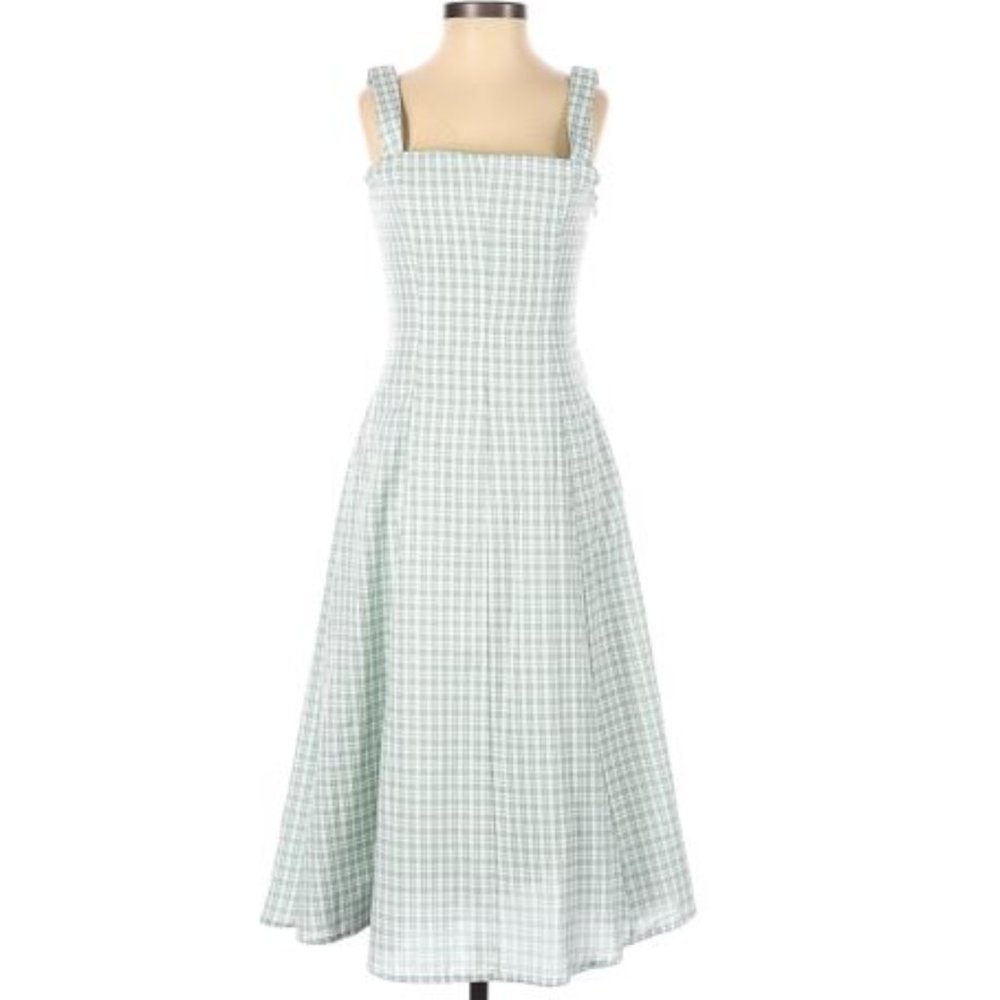 Green and White Checked Sun Dress